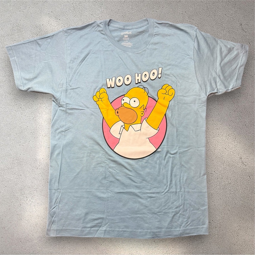 The Simpsons Homer Simpson Woo Hoo Graphic‎ T-Shirt Blue Mens Large Mad Engine